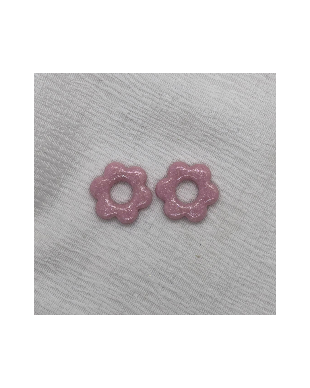 Boucles LINA (rose pale à paillettes )