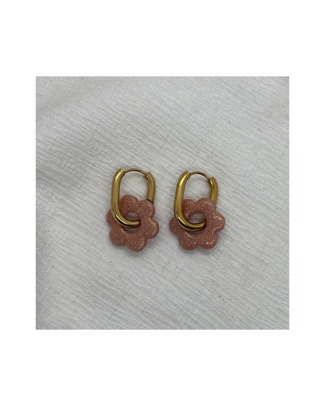 Boucles LINA (vieux rose à paillettes)