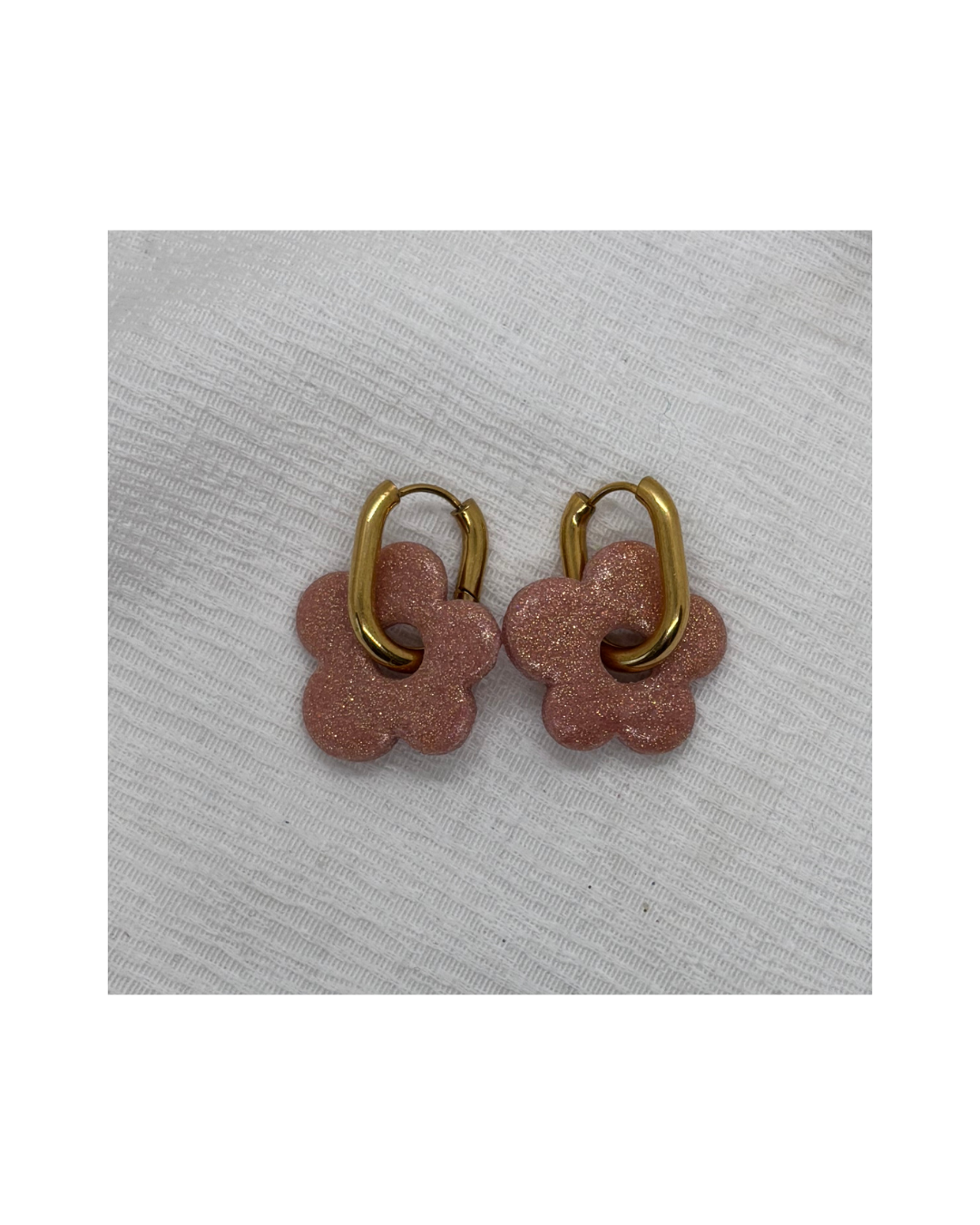 Boucles LOLA (vieux rose à paillettes)