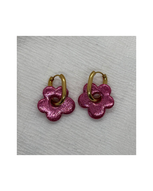 Boucles LOLA (rose foncé à paillettes)