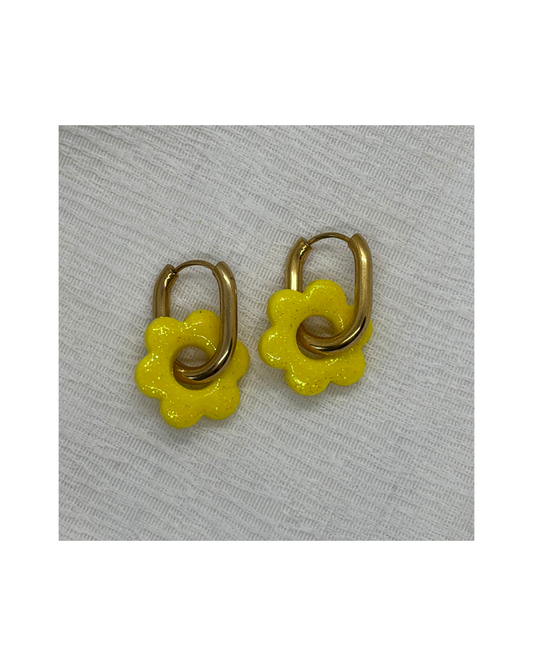 Boucles LINA (jaune à paillettes)