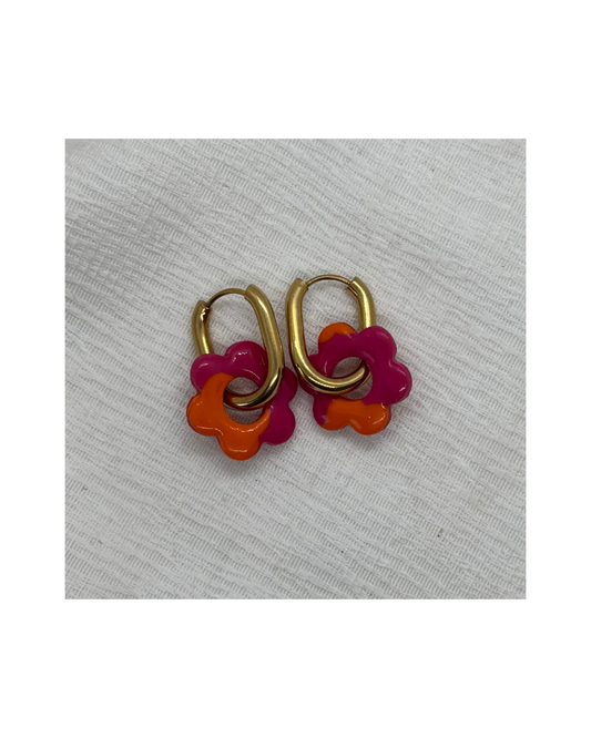 Boucles LINA (rose et orange)