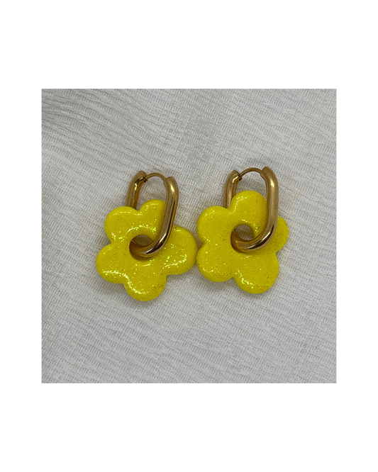 Boucles LOLA (jaune à paillettes )