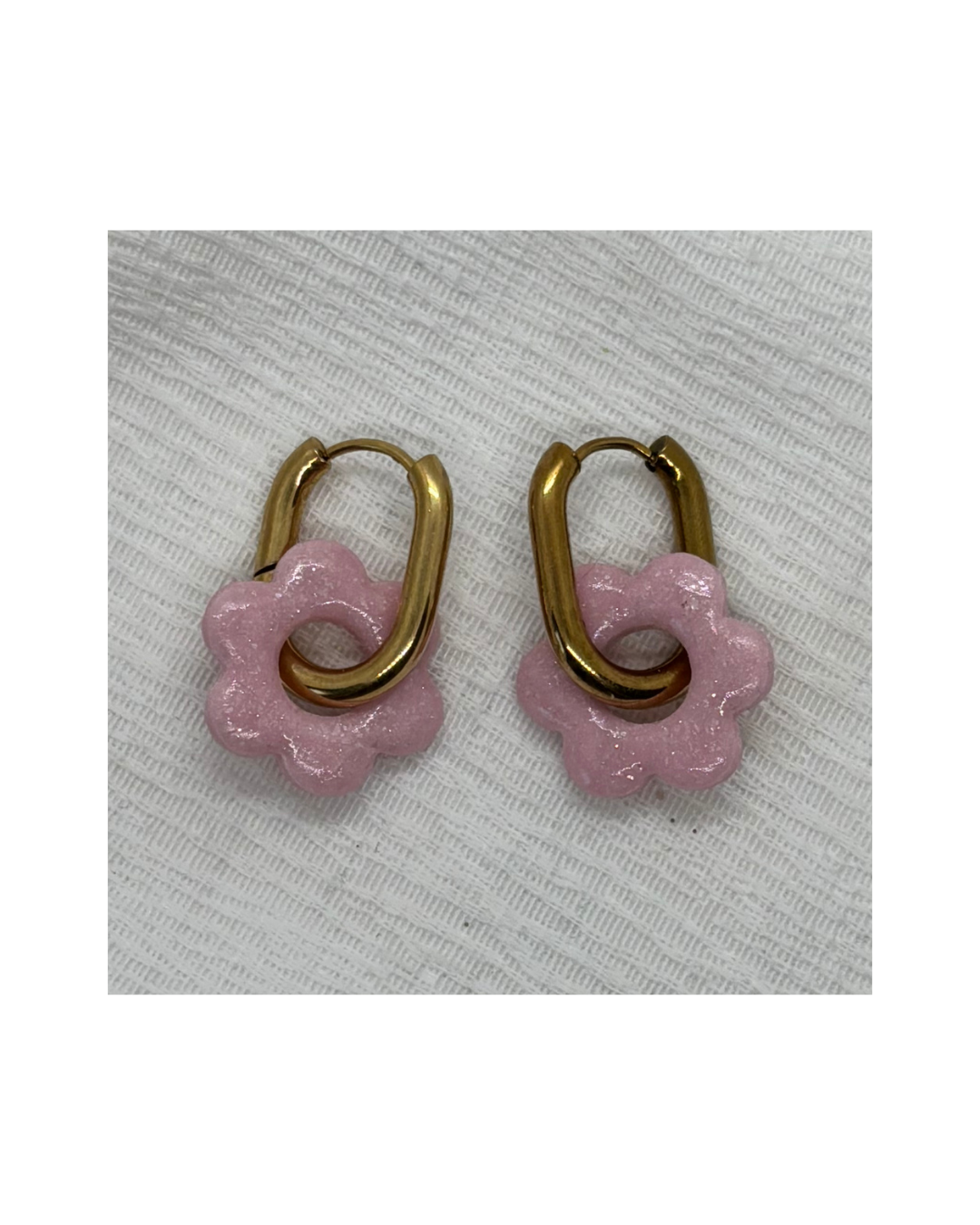 Boucles LINA (rose pale à paillettes )