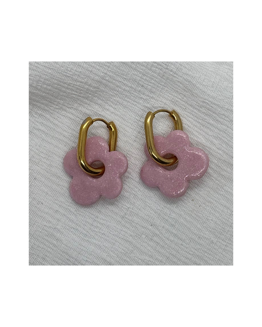 Boucles LOLA (rose clair à paillettes)