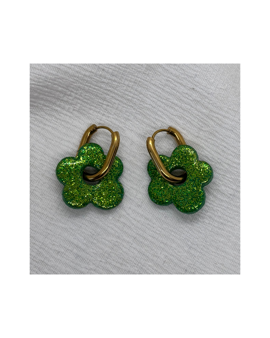 Boucles LOLA (vert à paillettes)