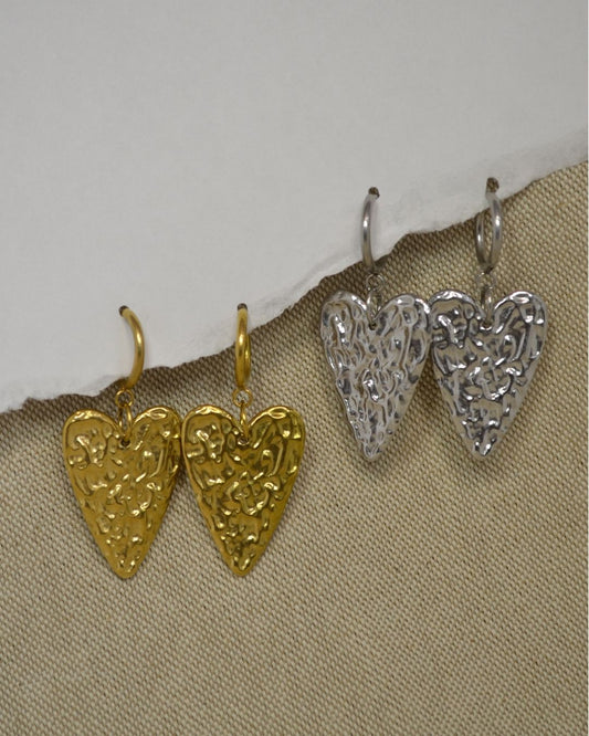 Boucles coeurs martelés