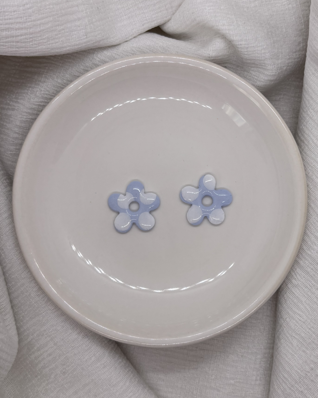 Pampilles ELIA  bleue pastel à pois blancs